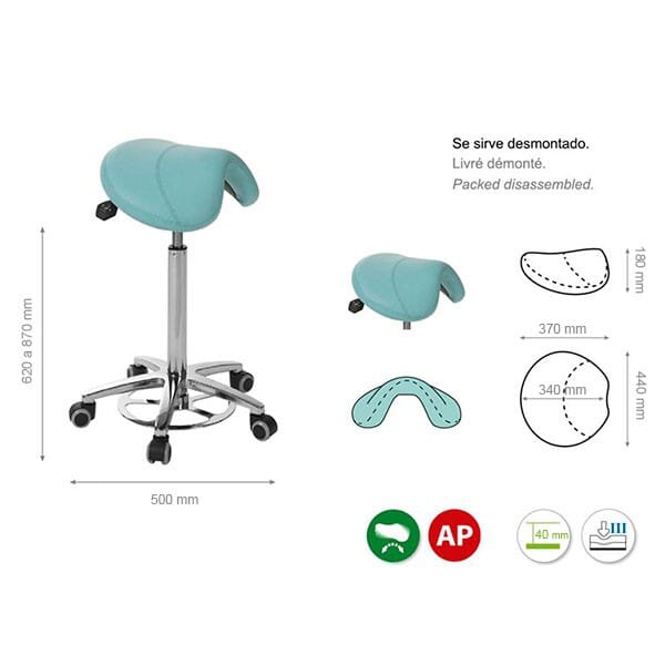 Sattelhocker mit Aluminiumfuß mit Fußantrieb - La Pastilla